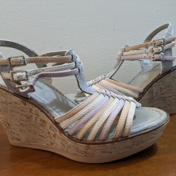 Hush Puppies cork wedges, pink and coral. Like new - Picture 4 of 4